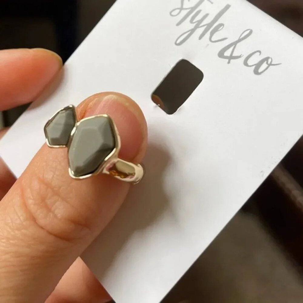 Double Stone Stretch Adjustable Ring - image 4